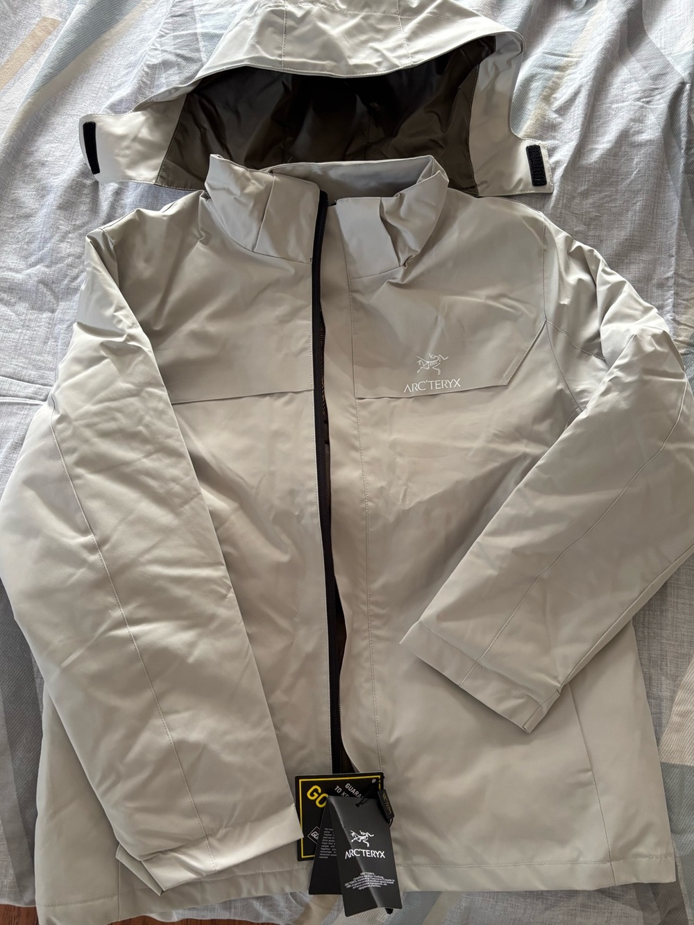 Arc Men's Hooded Raincoat in Light Beige